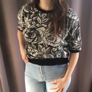80’s Vintage Silver-flecked Floral Sweater